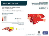 NC Congressional District 01 Heart Disease and Federally Qualified Health Centers Map 118th Congress