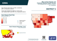 IA Congressional District 04 Heart Disease and Federally Qualified Health Centers Map 119th Congress