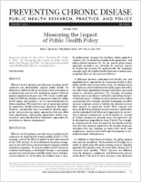 Measuring the Impact of Public Health Policys