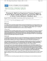 Training for Staff of an Employment Training Program to Promote Mental Health Discussions and Referrals With OutofSchool Youth Baltimore Maryland 2007