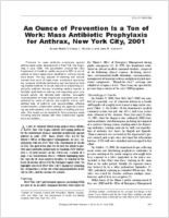 An Ounce of Prevention is a Ton of Work Mass Antibiotic Prophylaxis for Anthrax New York City 2001