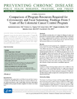 Comparison of Program Resources Required for Colonoscopy and Fecal Screening Findings From 5 Years of the Colorectal Cancer Control Program