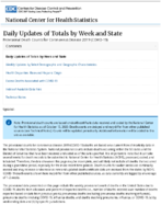 Provisional Death Counts for Coronavirus Disease COVID19 Daily Updates of Totals by Week and State 20201013