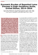 Economic Burden of Reported Lyme Disease in HighIncidence Areas United States 20142016