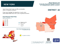 NY Congressional District 22 Heart Disease and Federally Qualified Health Centers Map 118th Congress