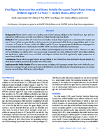 Vital Signs Restraint Use and Motor Vehicle Occupant Death Rates Among Children Aged 012 Years  United States 20022011