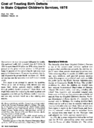 Cost of treating birth defects in State Crippled Childrens Services 1975