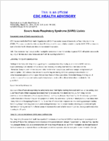 Severe Acute Respiratory Syndrome SARS Update Wednesday March 19 2003 2048 EST 848 PM EST