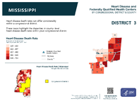 MS Congressional District 03 Heart Disease and Federally Qualified Health Centers Map 118th Congress