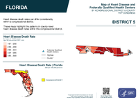 FL Congressional District 05 Heart Disease and Federally Qualified Health Centers Map 119th Congress