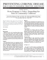 From Program to Policy Expanding the Role of Community Coalitions