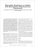 Macrolide Resistance in Adults with Bacteremic Pneumococcal Pneumonia