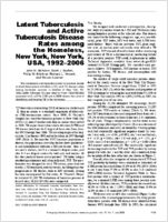 Latent Tuberculosis and Active Tuberculosis Disease Rates among the Homeless New York New York USA 19922006