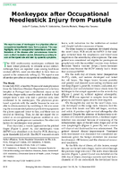 Monkeypox after Occupational Needlestick Injury from Pustule