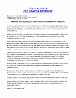 Measles Among Adoptees from China Potential Airline Exposure Saturday April 10 2004 1603 EDT 403 PM EDT