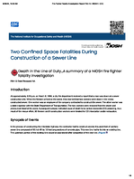 Death in the Line of Duty Two Confined Space Fatalities During Construction of a Sewer Line F8413