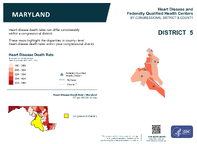 MD Congressional District 05 Heart Disease and Federally Qualified Health Centers Map 118th Congress