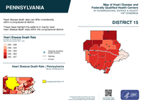 PA Congressional District 15 Heart Disease and Federally Qualified Health Centers Map 119th Congress