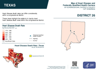 TX Congressional District 26 Heart Disease and Federally Qualified Health Centers Map 119th Congress