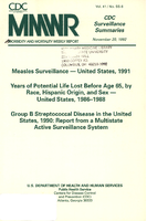 Morbidity and Mortality Weekly Report MMWR CDC Surveillance Summaries November 20 1992  Vol 41  No SS6