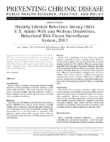 Healthy Lifestyle Behaviors Among Older US Adults With and Without Disabilities Behavioral Risk Factor Surveillance System 2003