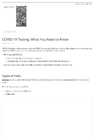 COVID19 testing  what you need to know