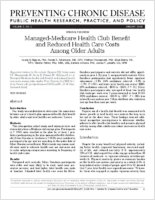ManagedMedicare Health Club Benefit and Reduced Health Care Costs Among Older Adults