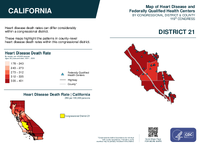 CA Congressional District 21 Heart Disease and Federally Qualified Health Centers Map 119th Congress