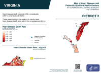 VA Congressional District 02 Heart Disease and Federally Qualified Health Centers Map 119th Congress