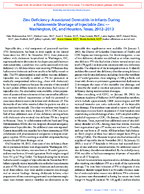 Zinc DeficiencyAssociated Dermatitis in Infants During a Nationwide Shortage of Injectable Zinc  Washington DC and Houston Texas 20122013