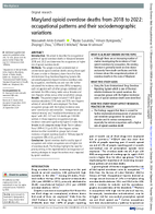 Maryland Opioid Overdose Deaths from 2018 to 2022 Occupational Patterns and Their Sociodemographic Variations