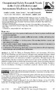 Occupational Safety Research Needs in the Field of Robotics and Autonomous Machines in Agriculture