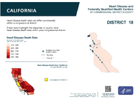 CA Congressional District 18 Heart Disease and Federally Qualified Health Centers Map 118th Congress