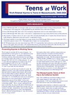 Teens at Work WorkRelated Injuries to Teens in Massachusetts 20002004