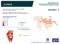 IL Congressional District 08 Heart Disease and Federally Qualified Health Centers Map 118th Congress