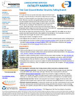 Landscaping Services Fatality Narrative Tree Care Ground Worker Struck by Falling Branch Washington Report 712712025