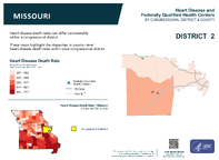 MO Congressional District 02 Heart Disease and Federally Qualified Health Centers Map 118th Congress