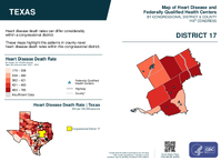 TX Congressional District 17 Heart Disease and Federally Qualified Health Centers Map 119th Congress