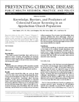 Knowledge Barriers and Predictors of Colorectal Cancer Screening in an Appalachian Church Population