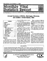 Annual Summary of Births Marriages Divorces and Deaths United States 1993