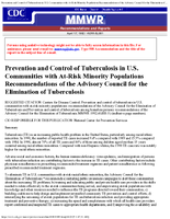 Prevention and Control of Tuberculosis in US Communities with AtRisk Minority Populations Recommendations of the Advisory Council for the Elimination of Tuberculosis