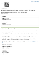 Harmful Reactions Linked to Counterfeit Botox or Mishandled Botulinum Toxin Injections
