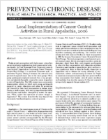 Local Implementation of Cancer Control Activities in Rural Appalachia 2006