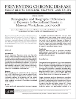 Demographic and Geographic Differences in Exposure to Secondhand Smoke in Missouri Workplaces 20072008