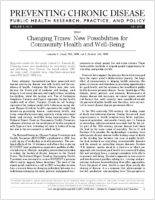 Changing Times New Possibilities for Community Health and WellBeing