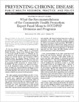 What the Recommendations of the Community Health Promotion Expert Panel Mean to NCCDPHP Divisions and Programs