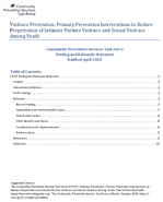 Violence Prevention Primary Prevention Interventions to Reduce Perpetration of Intimate Partner Violence and Sexual Violence Among Youth