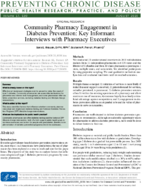Community Pharmacy Engagement in Diabetes Prevention Key Informant Interviews with Pharmacy Executives