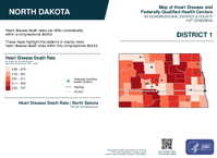 ND Congressional District 01 Heart Disease and Federally Qualified Health Centers Map 119th Congress