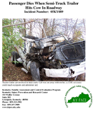 Passenger Dies When SemiTruck Trailer Hits Cow In Roadway